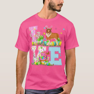 T-shirt Chasse aux oeufs de Pâques Amour Rough Collie Chie