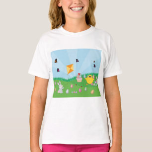 T-shirt Chasse aux oeufs de Pâques colorée personnalisée C