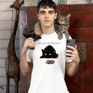 T-shirt Chasse aux œufs de Pâques de chat noir Fête jaune