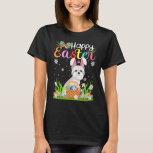 T-shirt Chasse Aux Oeufs Lapin Maltes Chien Joyeux Pâques