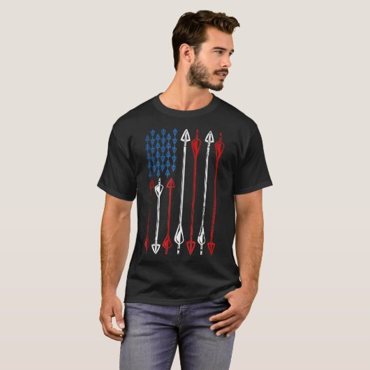 T-shirt Chasse aux vaches patriotiques - Flèches américain (Devant entier)