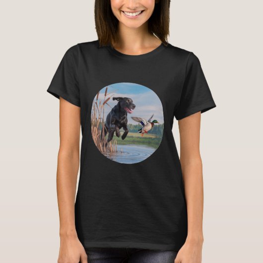 T-shirt Chasse Black Labrador Lab Chasse aux canards. Oise (Devant)