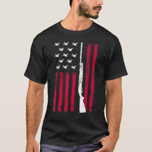 T-shirt Chasse de canard US Drapeau Oies Turquoises Mergan