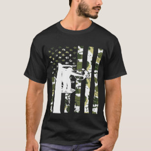 T-shirt Chasse Drapeau Américain Tir à l'arc Motif Camo Co