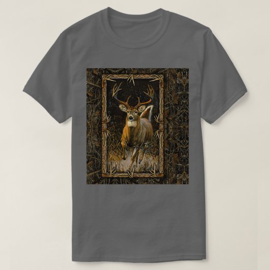 T-shirt Chasse Drôle aux Cerfs Chasse Blanche Peinture aux (Design devant)