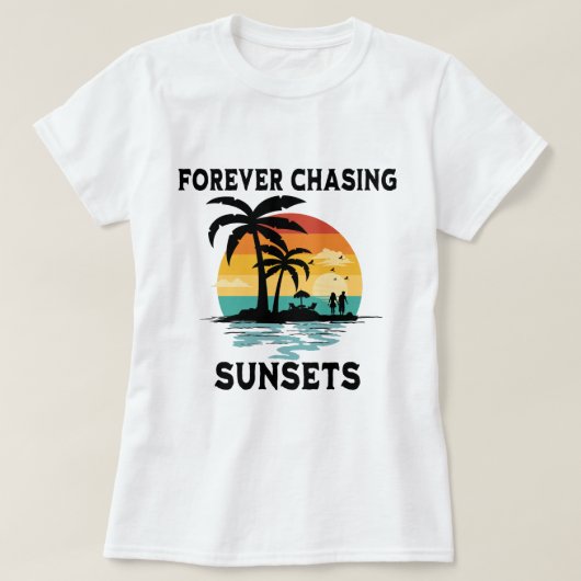 T-shirt Chasse Forever Sunsets Beach Lover (Design devant)