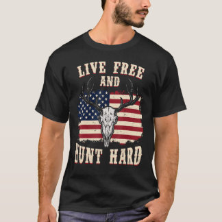 T-shirt Chasse Patriotique Vivante Libre et Chasse Forte É