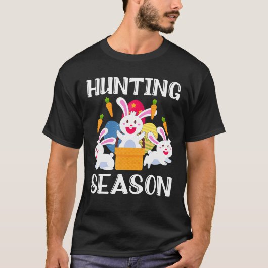 T-shirt Chasse Saison Chasseur d'oeufs Jour de Pâques Lapi (Devant)