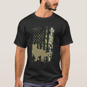 T-shirt Chasse vintage Chien Camouflage Drapeau Américain