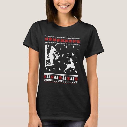 T-shirt Chasseur de boue affreux pull de Noël Bowhunter Ar (Devant)