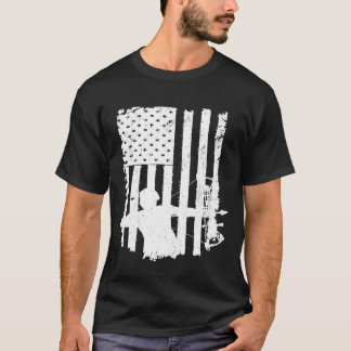 T-shirt Chasseur de bow Drapeau Crossbow American Deer Hun