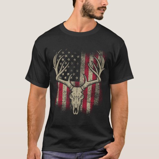 T-shirt Chasseur de cerfs Drapeau américain Chasse aux cer (Devant)