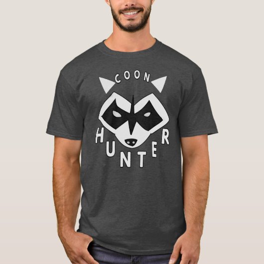 T-shirt Chasseur de coton Vie nocturne Chasse Raccoons Tre (Devant)