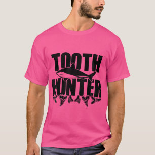 T-shirt Chasseur de dents Paléontologie Dent de requin Col