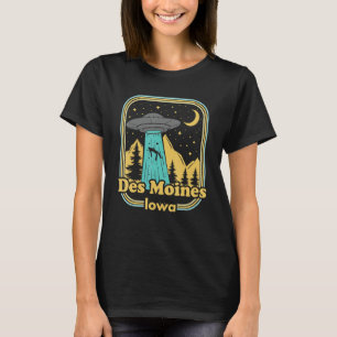T-shirt Chasseur de Moines de l'Iowa d'ovni d'alien de fie