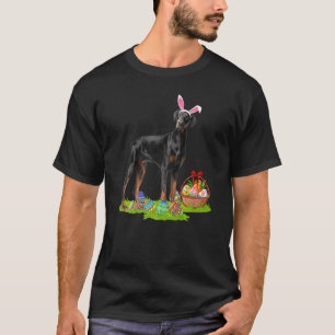 T-shirt Chasseur de œufs de Pâques drôle Doberman Pinscher