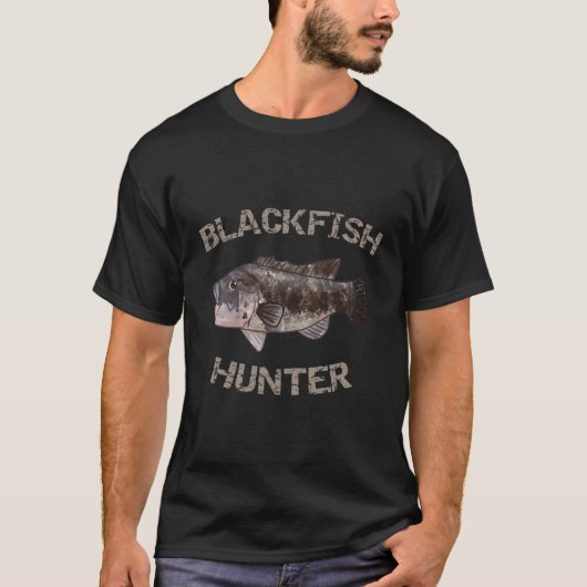 T-shirt Chasseur de poisson noir Tautog (Devant)