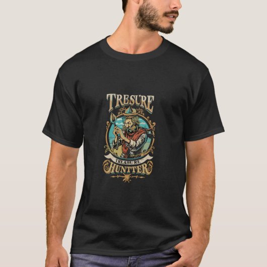 T-shirt Chasseur de trésor Design long manches T chemise (Devant)