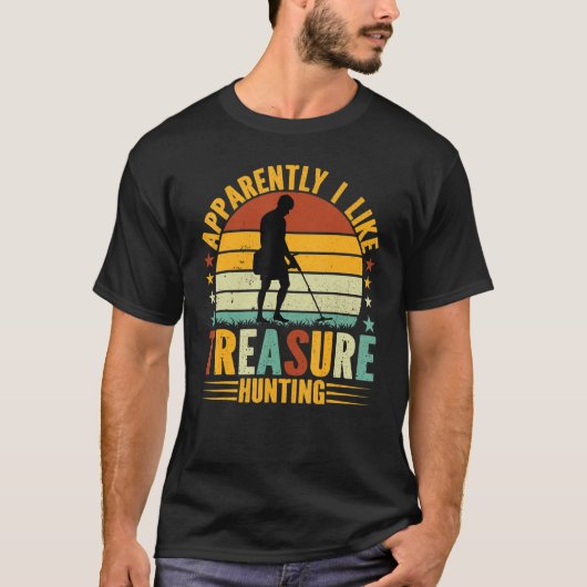 T-shirt Chasseur de trésor Métal Détection J'Aime Trésor H (Devant)