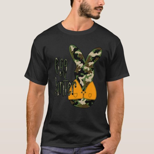 T-shirt Chasseur d'oeufs de Pâques Camo Bunny Joyeux Rabbi (Devant)