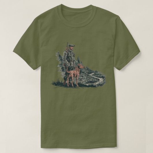 T-shirt Chasseur et chien de chasse (Design devant)