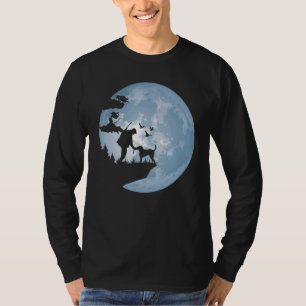 T-shirt Chasseur Et Chien Lune Silhouette Hommes Chasse