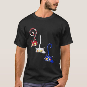 T-shirt Chat 4 juillet Drapeau Américain Rouge Blanc Bleu