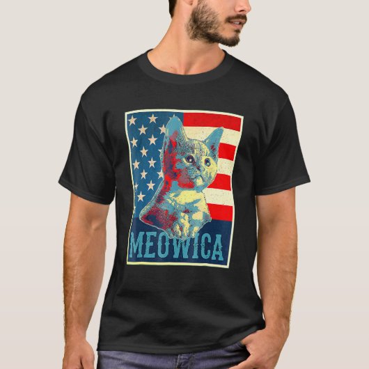 T-shirt Chat 4 juillet Meowica Kitty Cat Merica Usa Ameri (Devant)