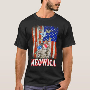 T-shirt Chat 4 juillet Meowica Merica Drapeau américain Ét