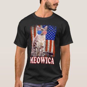 T-shirt Chat 4 juillet Meowica Merica États-Unis Drapeau a