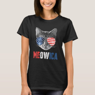 T-shirt Chat 4 juillet   Meowica Merica Hommes Drapeau amé