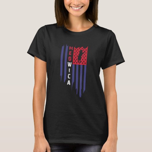T-shirt Chat 4 juillet Meowica Merica Hommes Drapeau améri (Devant)