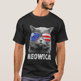 T-shirt Chat 4 juillet Meowica Merica Hommes USA American