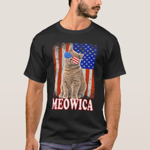T-shirt Chat 4 juillet Meowica Merica Usa Drapeau Américai