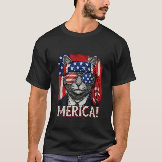 T-shirt Chat 4 juillet Merica Chatons Hommes Femmes Ameri (Devant)