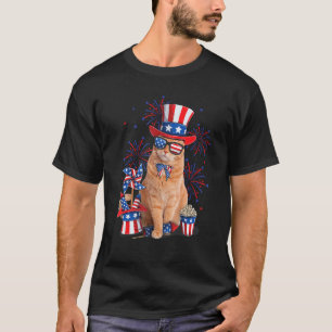 T-shirt Chat 4 juillet  Méricat Mérica Hommes USA Drapeau 