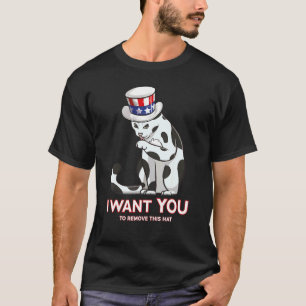 T-shirt Chat 4 juillet oncle Sam Casquette Usa Chat