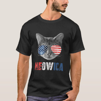 T-shirt Chat 4 juillet S Meowica Merica Hommes USA Amériqu