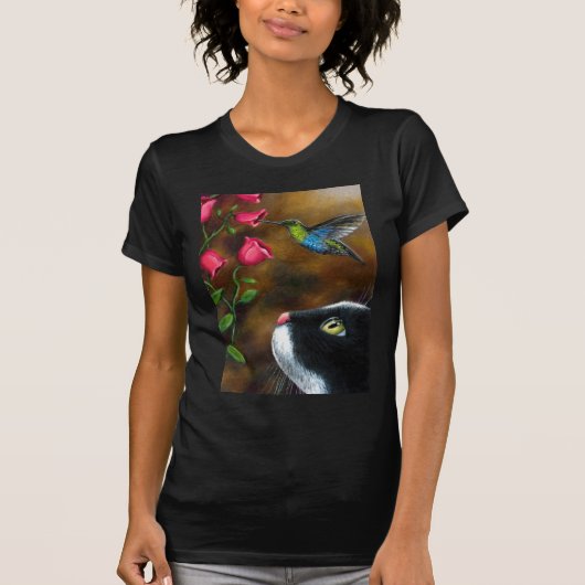 T-shirt Chat 571 Tuxedo avec colibri (Devant)