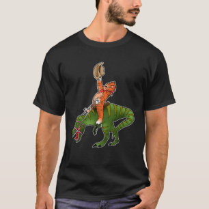 T-shirt Chat à cheval sur un dinosaure rex Rodéo de chaton