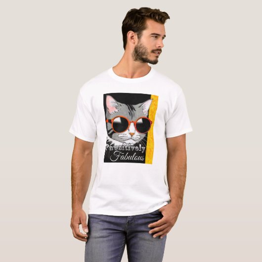 T-shirt Chat à la mode (Devant entier)