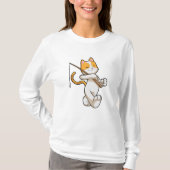 T-shirt Chat à la pêche avec bâton de pêche (Devant)