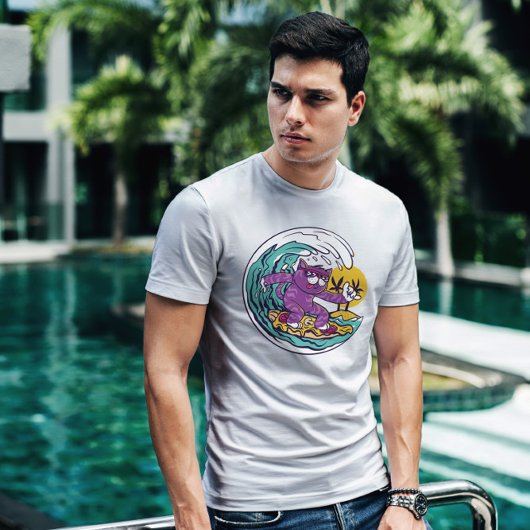 T-shirt Chat à la pizza de surf