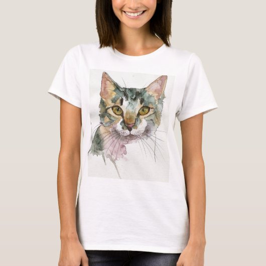 T-shirt Chat à l'aquarelle (Devant)