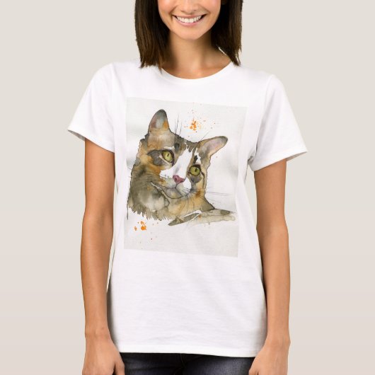 T-shirt Chat à l'aquarelle (Devant)