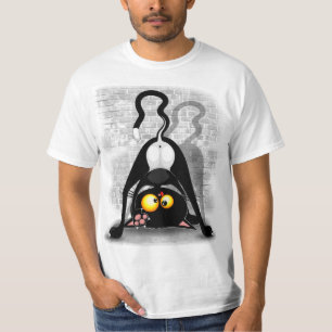 T-shirt Chat à l'envers Personnage de dessin animé drôle