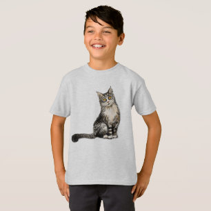 T-shirt chat à poils longs