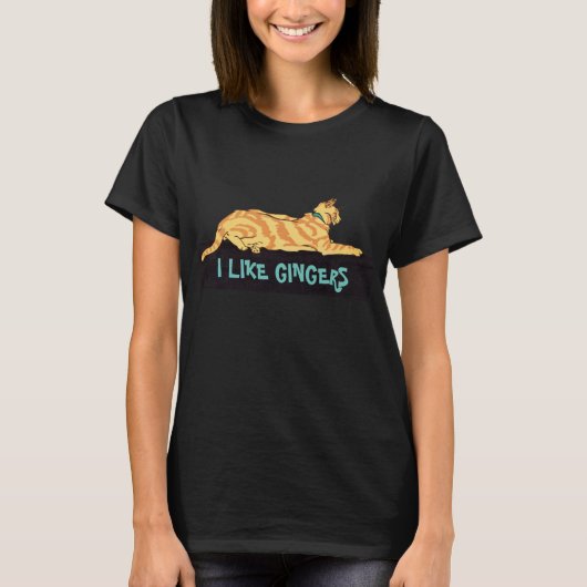 T-shirt Chat à rayures rouges J'AIME LES GINGERS (Devant)