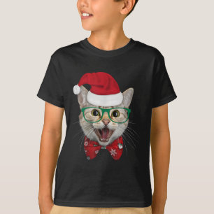 T-shirt Chat à Santa Hat Noël Funny Kitty Chats Amoureux