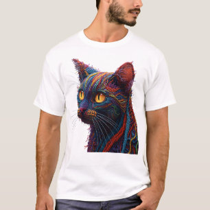 T-shirt chat à texture tricotée abstraite colorée